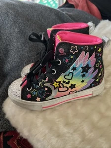 Scarpe da bambina Skechers Twinkle Toes Light Up taglia 12 nere Galaxy Glitz glitter - Foto 1 di 9