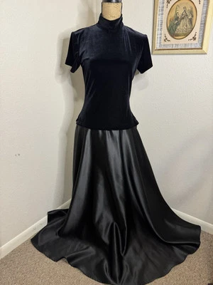 Винтажное длинное черное платье David Rose Night с коротким рукавом и ложным воротником 6 - Изображение 1 из 4