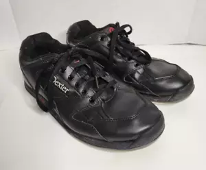 Dexter Ricky II B1836-1 Black Faux Leather Lace Up Bowling Shoes Men Sz 10.5 2W - Picture 1 of 13