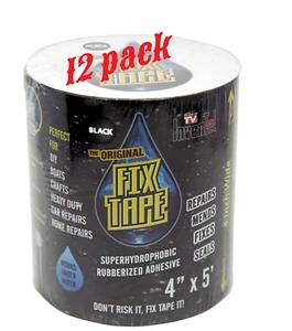 ( 12 pack) Original Fix Tape Superhydrophobic Rubberized Adhesive 4"x5" Black - Picture 1 of 5