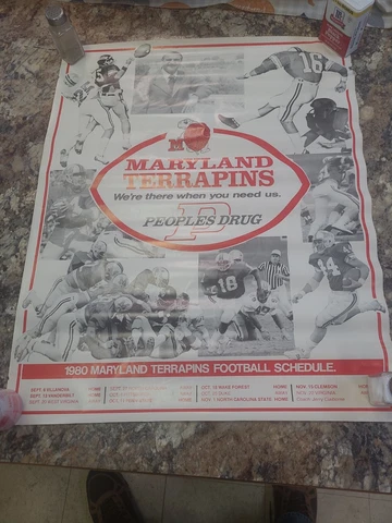 Nice 1980 Maryland Terrapins Football 22x28" Football Schedule Poster Cover