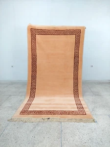 Moroccan Berber Beni Ourain Plush Wool Rug 5x9 Handmade Orange Brown Soft Carpet - Picture 1 of 9