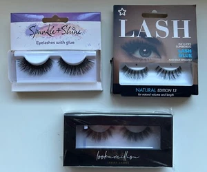 Bundle 3 x Packs False Strip Black Eyelashes NEW - Picture 1 of 2