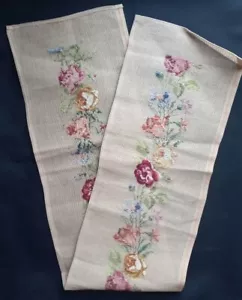Vintage Glockenzug vorgearbeitete Nadelspitze Leinwand Blumenmuster Madeira Insel - Bild 1 von 3