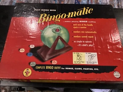 Rare VTG Board Game 1954 Transogram Bingo-matic Classic Family Night Bingo 3173  - Image 1 of 4