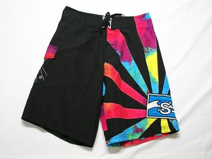 Vintage Surf Mentality Board Shorts Mens Small Original Wax Comb Tie Dye Colors  - Picture 1 of 7