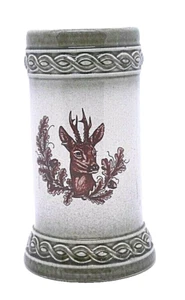 Original Gerzit Gerz West German Beer Stein Mug Stag Head Oak Wreath Vintage  - Imagen 1 de 11