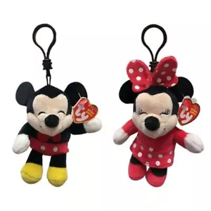 TY BEANIE BABY SET DI 2 - TOPOLINO E MINNIE MOUSE 5" MORBIDO PELUCHE CLIP Nuovo - Foto 1 di 1