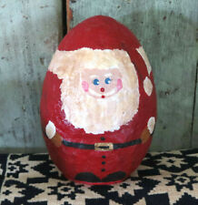 Vintage Grubby Primitive paper mache Santa Claus Painted Egg Christmas Decor