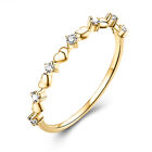 Damenmode Band Ring rund voll 1/10ct natürlicher Diamant einfarbig 10K Gelbgold