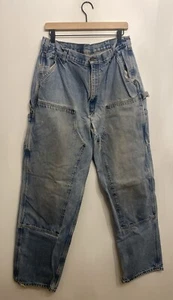 Vintage Carhartt Double Knee Denim Work Pants Jeans Thrashed 38x34 - Picture 1 of 10