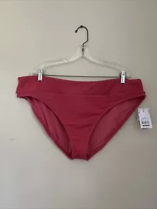 NWT Time And Tru Womens 2X 20W-22W Mid Rise Crinkle Rose Pink Bikini Swim Bottom - Picture 1 of 5