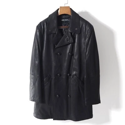 Abrigo Chaqueta Cuero Cabra Giorgio Armani Negro Talla 50 Italia Foto 1 de 4