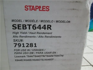 Staples Black Toner Cartridge Lexmark SEBT644R - Picture 1 of 6