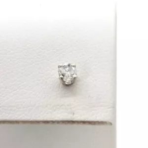 14k White Gold Natural Diamond Round Single Earring One Stud - Picture 1 of 4