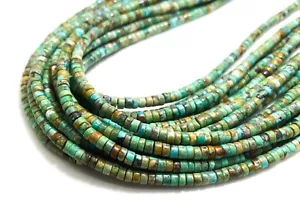 Natural Arizona Turquoise Smooth Rondelle 2mm x 4mm Gemstone Beads PGS372 - Picture 1 of 3