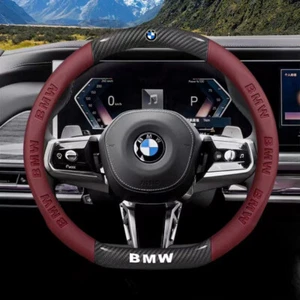 Cubierta de volante de 15" de cuero genuino para BMW roja nueva para D - Imagen 1 de 4