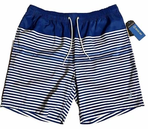 NEW Nautica Quick Dry Bright Cobalt Blue & White Stripe XL Men’s Swim Trunks - Picture 1 of 18