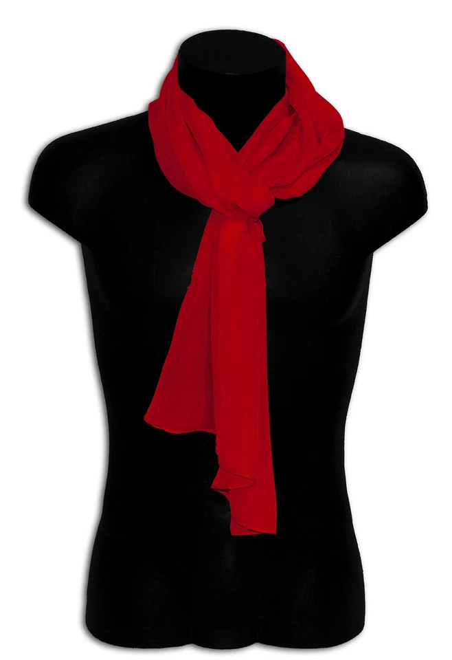 PASHMINA SETA SCIARPA FOULARD ELEGANTE UOMO DONNA UNISEX TINTA UNITA ROSSO - Immagine 1 di 1