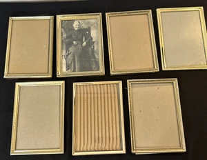 Lot Of 7 Vintage Gold Metal Ornate Picture Frames 5X7 Missing standing flaps - Picture 1 of 22