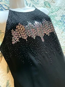 Cachet FIT & FLARE GOWN maxi LONG sequins beaded size L PROM/CRUISE TIME - Picture 1 of 12