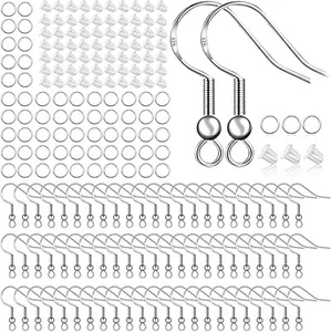 300Pcs 925 Sterling Silver Earring Hooks with Jump Rings and Clear Silicone Back - Picture 1 of 7