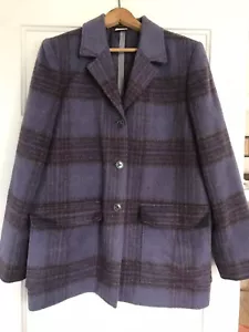 Vintage Harve Bernard Women's 12 Wool Alpaca Purple Pea Coat Blazer Jacket - Picture 1 of 12
