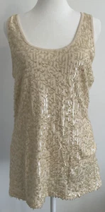 APT. 9 brandneue Y2K beige hellbraune Pailletten Tank Top Bluse aus den frühen 2000er Jahren - Bild 1 von 19