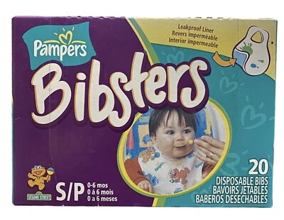 Paquete de 20 baberos tipo tela Pampers Bibsters talla pequeña 0-6 meses ¡SELLADOS! Foto 1 de 4