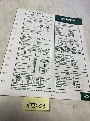 Scheda Tecnica Motore Diesel Scania Tipo DS14 (L LB Lbs Lbt LS140) Edizione 73 - Immagine 1 di 3
