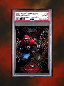 2024 Wild Card Auto Mania - Brock Bowers #AMAD-BB - Mojo Fireworks 1/1 - PSA 8 - Picture 1 of 2