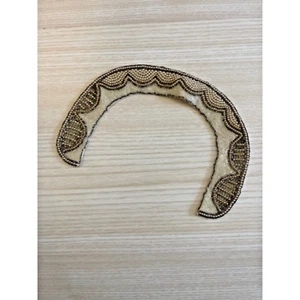 Vintage Perlen Damen Kleid verzierter Kragen Halskette Bluse elfenbein Seide gefüttert - Bild 1 von 3