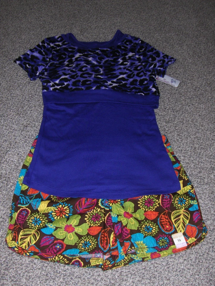 Nuevo con etiquetas Top Total Girl púrpura algodón animal print (14-16), pantalones cortos florales Arizona 14 Foto 1 de 4