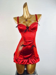 Vestido sin tirantes vintage rojo coqueta bustier corsé talla M - Imagen 1 de 8