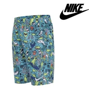 Nike Shark Party  Volley Swim Trunks Boys (L)12-13 Just Do It Dinosaurs Teal - Picture 1 of 10