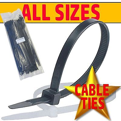 BLACK & NATURAL/WHITE Cable Ties Tie Wraps Zip Ties Strong Various Sizes & Qtys • 1.89£