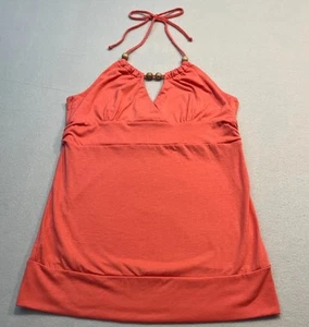 Camiseta sin mangas American Rag Cie para mujer mediana naranja halter cuello en V cuentas elástica - Imagen 1 de 15