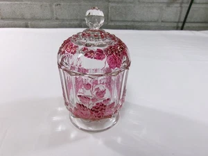 Vintage Westmoreland Candy Dish Clear With Red Flash Grape Design - Picture 1 of 9