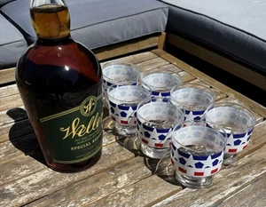 Set 7 bicchieri vintage americani stelle e strisce piedi borbonico estivi wow! - Foto 1 di 8
