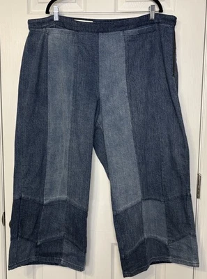 Pantalones de mezclilla recortados Anthropologie Pilcro con retazos Plus 20W tiro alto pierna ancha boho Foto 1 de 4