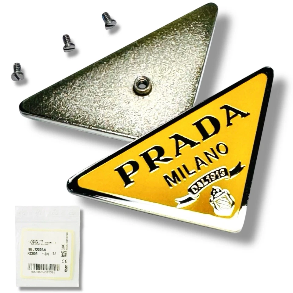 PRADA SPR 09ZS 10ZS amarillo/plateado logotipo lateral de repuesto con tornillos par genuino Foto 1 de 4