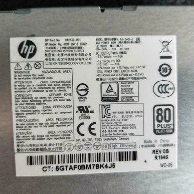 1pcs 942332-001 PSU 400w Power Supply Platinum Rated Lincs Sunflower Pavilion - Image 1 of 2