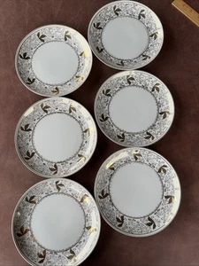 Lefton China Plates Set 6 NE376 7.5” White, Gold, NO Chips, Cracks Very Good - Picture 1 of 18
