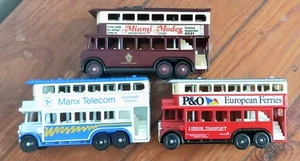 3 DOUBLE DECKER BUS LIRDO Promotion Models Made In England Various Advertising - Picture 1 of 11