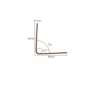 Betonstahl-Winkel Ø 14 mm, 90 Grad - 50 x 50 cm, 4 Stück, Baustahl - Bild 1 von 1