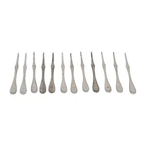Bigelow Bros. & Kennard Nut Picks Set of 12 Antique 1853 Monogrammed 5" - Picture 1 of 7