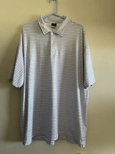 Nike Golf Dri-Fit UV Mens Polo Shirt XXL White & Blue Striped Short Sleeve - Picture 1 of 7