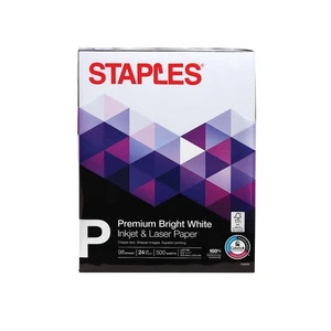 Staples Premium 8.5" x 11" Multipurpose Paper 24 lbs. 98 Bright 500/Ream 733332 - Picture 1 of 3