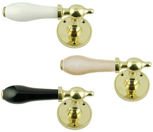 Porcelain Lever Door Handle On Polished Brass Rose ** CHOICE OF PORCELAIN ** - Picture 1 of 7