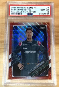 Sebastian Vettel 2021 Topps Chrome F1 Red Wave Refractor/5 PSA 10 *Pop 1* - Imagen 1 de 2